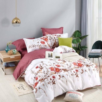 Спален комплект чаршафи с ластик, 100% памук от 6 части, Флора