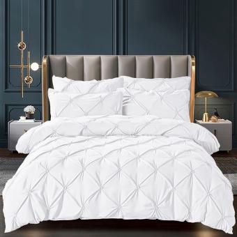 Луксозен спален комплект чаршафи от 6 части, Ривера - Бял