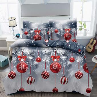  Коледен спален комплект чаршафи - Снежи, 100% памук, от 6 части