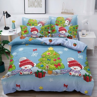  Коледен спален комплект чаршафи с ластик - Бебси , 100% памук, от 6 части