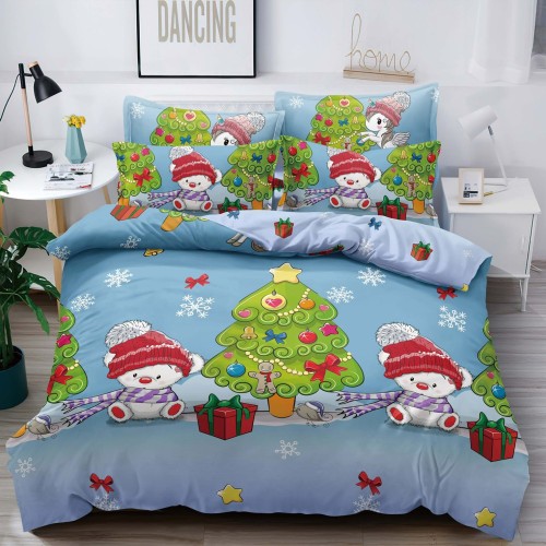 Коледен спален комплект чаршафи с ластик - Бебси , 100% памук, от 6 части