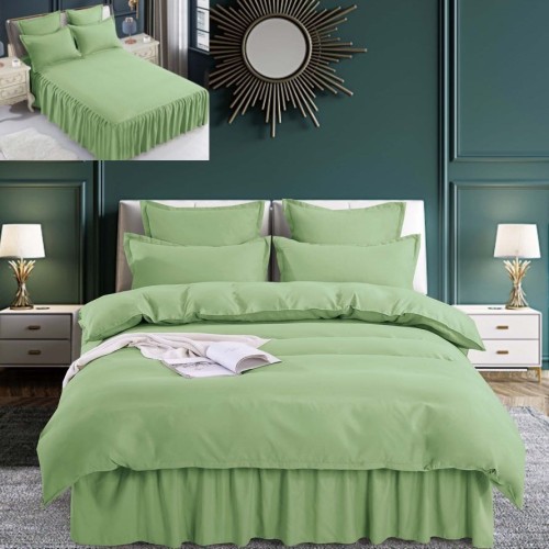 Луксозен спален комплект чаршафи от 6 части с драперия, Тоскани - Зелен