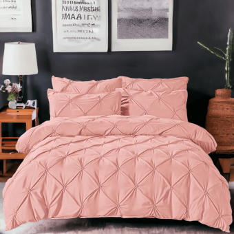 Луксозен спален комплект чаршафи от 6 части, Ривера - Розов