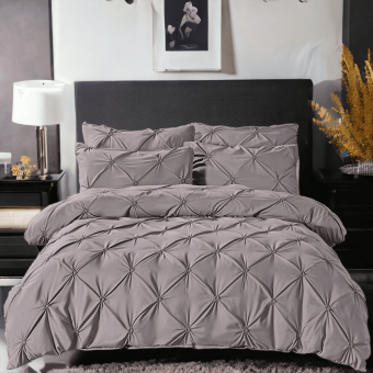 Луксозен спален комплект чаршафи от 6 части, Ривера - Сив