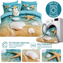 5D спален комплект чаршафи - Морска звезда, от 6 части с ластик