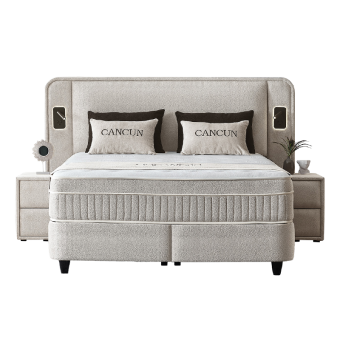 Тапицирана спалня с матрак CANCUN 180 x 200 - бежов 04