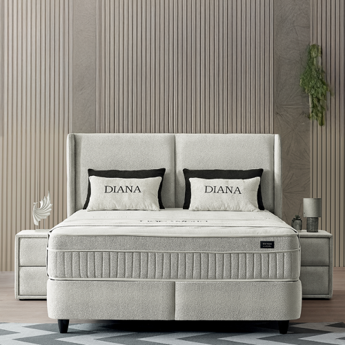 Тапицирана спалня с матрак DIANA 180 x 200 - светлосив 326 Тапицирана спалня с матрак DIANA 180 x 200 - светлосив 326