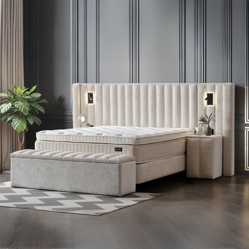 Тапицирана спалня с матрак FLORIDA 180 х 200 - крем 01 Тапицирана спалня с матрак FLORIDA 180 х 200 - крем 01