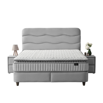 Тапицирана спалня с матрак WAVE 140 x 200 - светлосив 25