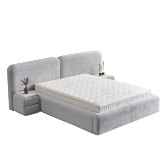 Тапицирана спалня с матрак MYKONOS 160 х 200 - сребърен AN