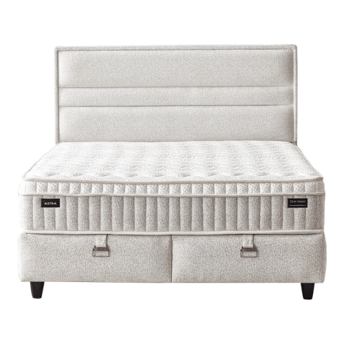Тапицирана спалня с матрак ASTRA 180 x 200 - перла SY