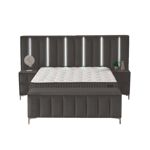 Тапицирана спалня с матрак MOONLIGHT 180 x 200 - сив 190