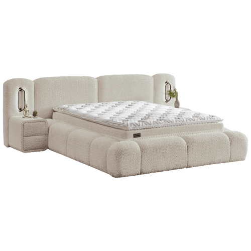 Тапицирана спалня с матрак BUMBY LUX 160 x 200 - перла SY