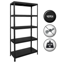 Метален стелаж HARD 180x90x40 см, до 130 кг на рафт - черен Метален стелаж HARD 180x90x40 см, до 130 кг на рафт - черен