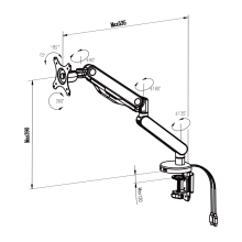 Геймърска стойка за монитор с газов амортисьор Carmen CR-530 - черно - червена