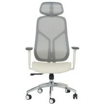 Ергономичен стол Carmen 7901 W еко кожа - сив-шампанско