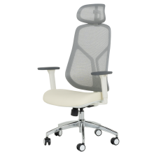 Ергономичен стол Carmen 7901 W еко кожа - сив-шампанско