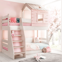 Двуетажно детско легло PINK HOUSE - ляво