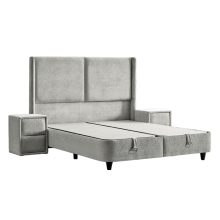 Тапицирана спалня с матрак DIANA 160 x 200 - светлосив 326