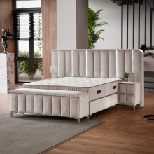 Тапицирана спалня с матрак MOONLIGHT 160 x 200 - бежов 03