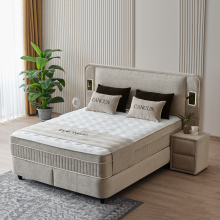 Тапицирана спалня с матрак CANCUN 180 x 200 - бежов 04