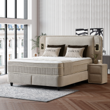 Тапицирана спалня с матрак CANCUN 160 x 200 - бежов 04
