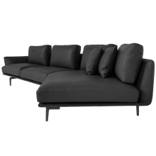 Кожен ъглов диван GRAM LUX - черен Кожен ъглов диван GRAM LUX - черен