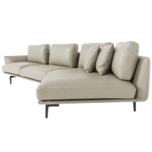 Кожен ъглов диван GRAM LUX - бежов