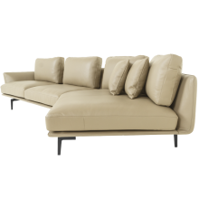 Кожен ъглов диван GRAM LUX - крем