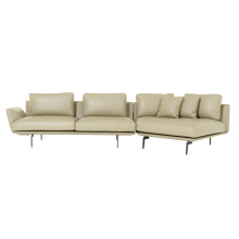 Кожен ъглов диван GRAM LUX - крем