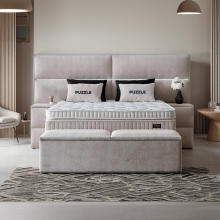 Тапицирана спалня с матрак PUZZLE 180 х 200 - бежов 03