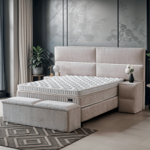 Тапицирана спалня с матрак PUZZLE 160 x 200 - бежов 03