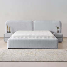 Тапицирана спалня с матрак MYKONOS 160 х 200 - сребърен AN