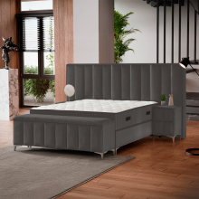 Тапицирана спалня с матрак MOONLIGHT 180 x 200 - сив 190