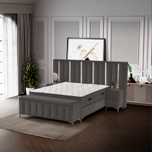 Тапицирана спалня с матрак MOONLIGHT 180 x 200 - сив 190