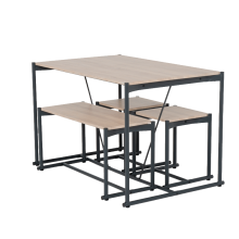 Комплект маса с пейка и две табуретки BREVIK - дъб сонома