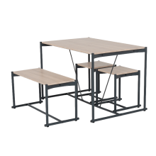 Комплект маса с пейка и две табуретки BREVIK - дъб сонома