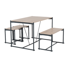 Комплект маса с пейка и две табуретки BREVIK - дъб сонома