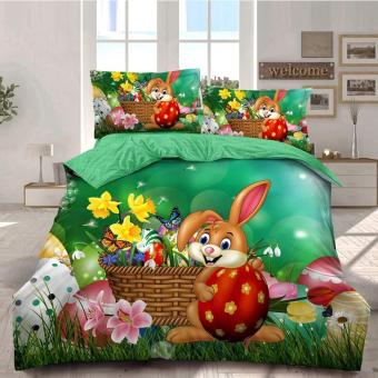 Великденски спален комплект чаршафи - Великденско зайче  , 100% памук, от 6 части